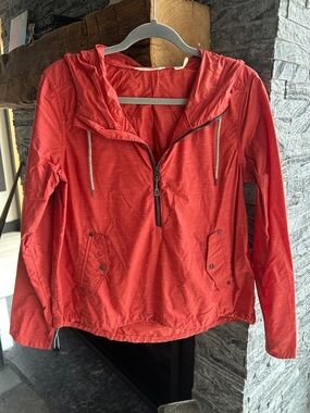 Toad&Co Coral Red Half‑Zip Hooded Jacket